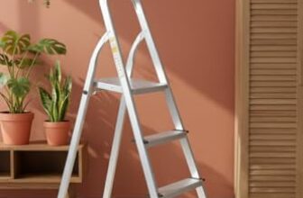 Aardwolf Quickfit Step Aluminium Ladder, Silver, Non-Slip Steps with Platform, 150 kg Load Capacity (4 Step)