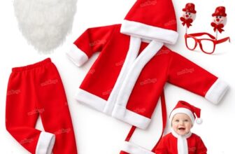 Zest 4 Toyz Cotton Santa Claus Dress For Kids Christmas Costume Dress With Jacket Pant Cap Goggles Beard And Pouch Santa Dress For Boys And Girls – Age 0 To 6 Months Old Toddlers, Red