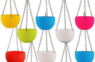 Virkart Plastic Woven look Hanging Pot with Chain Plastic Flower Pot Basket Plant Container Set(Pack of 10, Plastic)