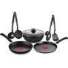 Pigeon Mio Nonstick Aluminum Cookware Gift Set, Includes Flat Tawa, Fry Pan, Kadai with Glass Lid, Kitchen Tool Set, Black, 8 Pieces