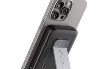 URBN 10000mAh Frost MagSafe Power Bank with Built-in Stand | 15W Magnetic Wireless Charging | 20W USB-C PD Fast Charging | Ultra Compact | Pass-Through Charging | MagTag Ring | (Black)