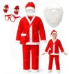 Zest 4 Toyz Synthetic Woven Santa Claus Costume for Kids – Christmas Dress With Jacket, Pant, Cap, Goggles, Beard and Pouch – Boys and Girls Age 4-6 Years, Red