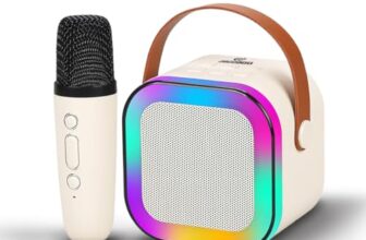 Wembley Rechargeable Karaoke Mic with Speaker for Singing | Wireless Mini Portable Bluetooth Speaker with Microphone & LED Lights | Cute Birthday Gift for Kids Musical Toys for Boys, Girls and Adults