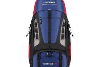 Gear Adventure 75L Extra Large Water Resistant Rucksack/Travel bag/For Men & Women(Navy – Red)