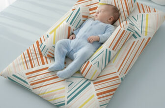 StarAndDaisy Cotton Baby Bed Sized Bedding Set(Check Print, Bedding Set with 1 Cushioned Mattress, 2 Side & 1 Head Pillow)