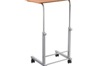 VMS Office Buddy Adjustable Bedside Portable Table Cart Tray with Adjustable Height, Studying Overbed Breakfast and Sofa Table