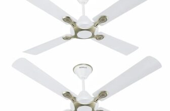 Havells 1200mm Leganza ES 4B Ceiling Fan | Best fan in 4 Blade, Premium Finish Deco. Fan, High Air Delivery | Energy Saving, 100% Pure Copper Motor, 2 Year Warranty | (Pack of 2, Pearl White Silver)