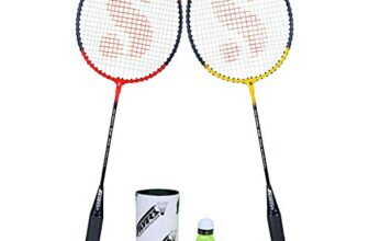 Silver’s SB-100 Combo-5 (2 Badminton Rackets + 2 Pcs Plastic Shuttle) Red-Yellow
