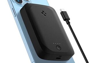 Spigen 5000mAh ArcHybrid Magfit Magnetic Wireless Fast Charging Power Bank 7.5W Magsafe Compatible with iPhone 17/16/15/14/13/12 Series (Type C Cable Included) – Black