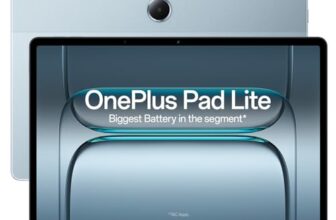 OnePlus Pad Lite with Biggest Battery in Segment 9340 mAh, 11″(27.94 cm) Display with 500 nits Brightness & 11 Hrs of Video Playback, 6GB RAM 128GB Storage, WiFi, Aero Blue