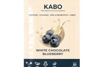 KABO 25g Yeast & Plant Protein Powder | 60+ Superfoods & 26 Vitamins & Minerals, Probiotics for Men & Women | India’s First 3-in-1 Healthy Drink | White Chocolate Blueberry Flavour | 1 Pack (51g)