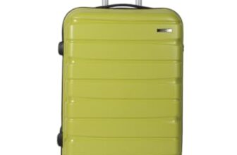 Teakwood Medium Cabin Size 8 Wheels Trolley Bag, Hard Cabin with Zipper Closure, Adjustable Push Button & Cross Side Strap, TSA Lock System 360 Degree (Medium, Lime Green)