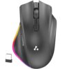 Ambrane Wireless & Bluetooth Rechargeable Mouse with RGB Lights, High 2400 DPI for Gaming, 6 Buttons, Ergonomic Comfort Design, Connects 3 Devices, Silent Click, 15 Days Battery (Sliq Glow+, Black)
