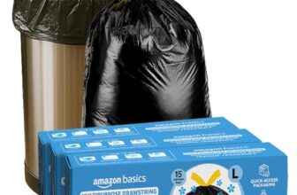 Amazon Basics Multipurpose Drawstring Garbage Bags | Large | 60 Count | 15 Bags x Pack of 4 | Heavy Duty | Jasmine Fragrance | Odour Control | No Tearing Needed