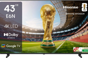 Hisense E6N 108 cm (43 inch) Ultra HD (4K) LED Smart Google TV with Dolby Vision Atmos, Dts Virtual X and 4K AI Upscaler(43E6N)