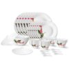 Larah by Borosil Stargazer Fluted Series Opalware Dinner Set | 40 Pieces for Family of 6 | Microwave & Dishwasher Safe | Bone-Ash Free | Crockery Set for Dining & Gifting | Plates & Bowls | White