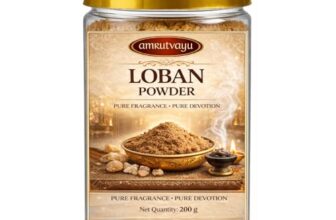 Amrutvayu Real Loban Powder for Sambrani, Hawan, Daily Pooja, Pure Fragrance Natural Loban/Benzoin Aromatherapy & Air Purification – Traditional Dhoop Powder for Spiritual & Meditation 200g