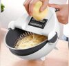 LAWAHOM Multifunction Vegetable Cutter 7 in 1 Adjustable Cutter with Drain Wet Basket Kitchen Shredder Chopper and 7 Different Cutter Kitchen Tool (Pack of 1)