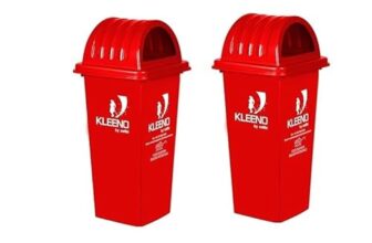 Cello Kleeno Dome Lid Plastic Garbage Dustbin Bucket 110 LTR RED & RED Pack of 2