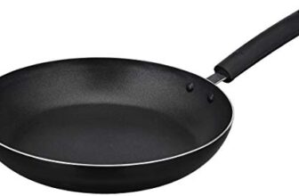 Amazon Brand – Solimo Virgin Aluminium Non-Stick Frypan with Non-Stick Coating | Non Induction | Black -24 cm & 2mm Thickness
