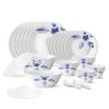 Larah by Borosil Morning Glory Silk Series Opalware Dinner Set | 35 Pieces for Family of 6 | Microwave & Dishwasher Safe | Bone-Ash Free | Crockery Set for Dining & Gifting | Plates & Bowls | White