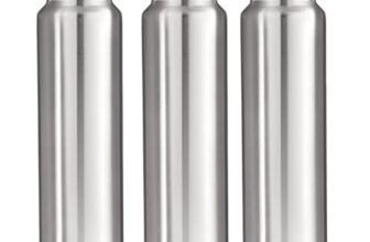 Bergner Walking Stainless Steel 3 Pcs (1000ml Each) Water Bottles with Screw Cap, Rustproof, Airtight & Leakproof Steel Bottle Set of 3, for Office, Home, College, Gym, Travel, Easy to Carry – Silver