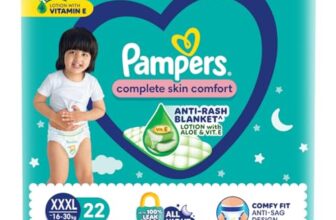 Pampers Complete Skin Comfort Pants Style Baby Diapers, XXX-Large (XXXL) Size, 22 Count, Anti Rash Blanket, Lotion with Aloe Vera, 16-30 kg