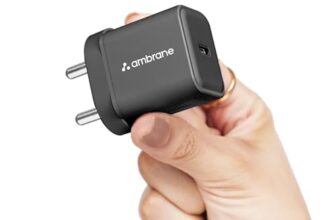 Ambrane 20W Fast Charger Adapter for iPhone 17/17 Air/17 Pro/17 Pro Max, 16/16 Plus/16 Pro/16 Pro Max, 15/15 Plus/15Pro/15 Pro Max & Other Type C Devices (Charge 20 Black)