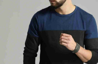 HouseOfCommon Colorblock Men Round Neck Blue, Black T-Shirt