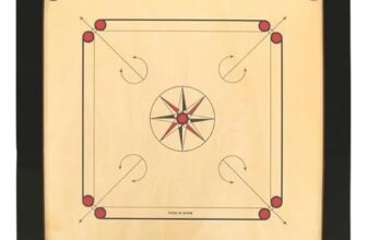RIVOX Carrom Board – Extra Size, Glossy Polish, Coin & Striker Set, Powder Free, Professional & Kids Board (36×36)