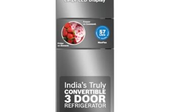 Bosch MaxFlex Convert 303 L 3 Star Inverter Frost Free Triple Door Refrigerator (CMC33K03NI, 8-in-1 Convertible, UV Protected Body Shield, VitaFresh Technology, Adaptive UI, Sparkly Steel)