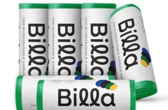 BILLA Garbage Bags Medium Size Green | 19 x 21 Inches (48×56 CM) | Strong Dustbin Bags medium & Polythene Covers for Daily Waste | Durable Trash Bin Bags (180 bags, 6 Roll)