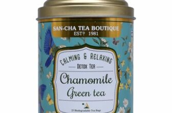 Sancha Tea Boutique, Chamomile Green Tea, Stress Relief & Calming Herbal Tisane, Real Chamomile Flowers for Good Sleep, 25 Pyramid Bags