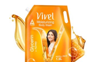 Vivel Moisturizing Body Wash, Glycerin & Honey Shower Gel, 1500 ml Supersaver XL Refill Pouch, For Soft, Glowing Skin, Mild and Pure Bodywash, For Women & Men