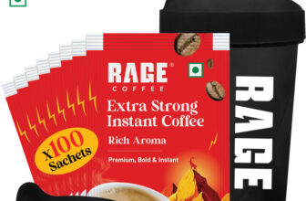RAGE Extra Strong Premium Blend Coffee Pack of 100+Multipurpose Shaker 450 ml+Frother Instant Coffee(100 x 1.5 g, Assorted Flavoured)