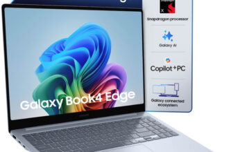 Samsung Galaxy Book4 Edge Series Copilot AI-PC Full Metal Chasis Snapdragon X – (16 GB/512 GB SSD/Windows 11 Home) NP750XQB-KA1IN Thin and Light Laptop(15.6 Inch, Sapphire Blue, 1.55 Kg, With MS Office)