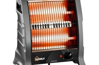 Homly Ritz 800 Watts Quartz Room Heater with Dual Heating Tubes | Dual Heating Settings For 400W & 800 W | Tip-over Protection|Cool Touch Shockproof Body with High Thermal Protection – Grey