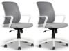 NGFC Mesh Mid Back Ergonomic Work from Home Office Desk Chair, Study Chair, Revolving Chair, Computer Chair, Ergonomic Lumbar Support, Tilt Lock Mechanism (2, Grey & White)