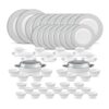 La Opala Diva Velvett Collection Opal Glass Crockery | for Family of 8 | Dinner Set 62 pcs Tudor Grey | Plates & Bowls for Dining | Microwave Safe | 100% Vegetarian | Extra Strong | Light & White