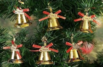 CraftVatika Christmas Tree Decoration Items, Golden Jingle Bell for Christmas Tree Set of 4 Hanging Ornaments Items, Xmas Tree Decoration Items, Christmas Party Supplies, (1 Packet)
