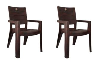 Cello Jordan Chair Set of 2 (Rose Wood) | Strong and Durable | Easy to Clean | Chair for Living Room, Bed Room, Kitchen, Office Room, Outdoor | 3 Years Warranty