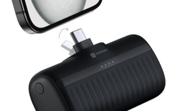 Portronics Power Pebble 5000mAh 20W Fast Charging Nano Powerbank, in-Built Foldable Type C Input/Output Pin, Type C PD Output, LED Battery Indicator, Compatible with Type C Smartphone,iPhone(Black)