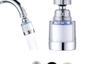 KIMU 360-Degree Rotating Faucet Water Filter Purifier Portable Shower Head for Home, Kitchen and Bathroom Sink Wash Basin Removes Dirt, Heavy Metals and Hard Water, Chrome Finish Transparent