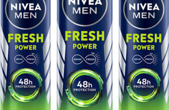 NIVEA Fresh Power Deo Spray, 48h Derma Odour Protection with Citrus, Musk, Spice Deodorant Spray  –  For Men(450 g, Pack of 3)