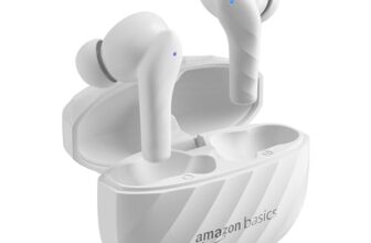 amazon basics TWS in-Ear Earbuds (AB-T10) with Fast Charging up to 50 Hours of Playtime | Dual 10mm Driver | IPX4 Water-Resistance | Bluetooth 5.3 | Charging Case with Mic | Touch Control (White)