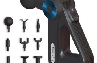 Lifelong Gun Massager for Pain Relief with 9 Massage Heads Massage Gun Machine for Full Body – Gun Massager Rechargeable with 9 Speed Levels & Easy-Grip Handle for Muscle Massage of Back, Neck, Shoulder, Hand, Foot & Leg