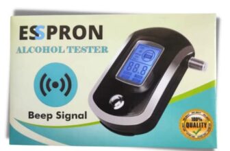 Esspron E-20 Alcohol Breath Tester | Professional Digital Breathalyser with LCD Display | High-Precision Alcohol Detector | 5 Replaceable Mouthpieces | Sound Beep Alert | Personal & Professional Use