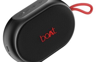 Boat (2025) Stone 110 Bluetooth Speaker with 3W Signature Sound, Up to 15Hrs Playback, Built-in Mic, TWS Feature, Bluetooth v5.4, AUX Port, Voice Assistant & IPX4(Raging Black)