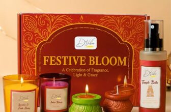 D’Velas™ Festive Bloom Gift Hamper | Scented Candle, Room Freshener & Decorative Diyas | Premium Fragrance & Holiday Decor Gift Box for Home, Office, Friends, Family & Corporate Gifting