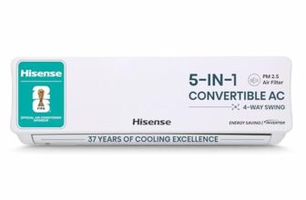 Hisense 1.0 Ton 3 star Inverter Split AC(Copper, 5-in-1 Convertible with Intelligent 4 modes, 4 Way Swing, Anti corrosion, Long Air Distance, AS-12TR4R3E, White ）